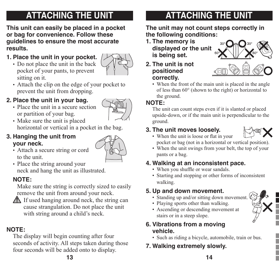 Operating instructions, Attaching the unit | Omron Healthcare GO SMART HJ-203 User Manual | Page 9 / 15