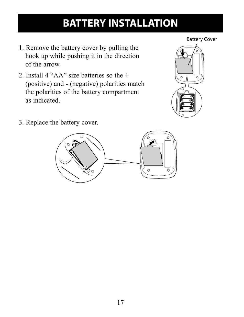Battery installation | Omron Healthcare 10 SERIES PLUS BP791IT User Manual | Page 17 / 60