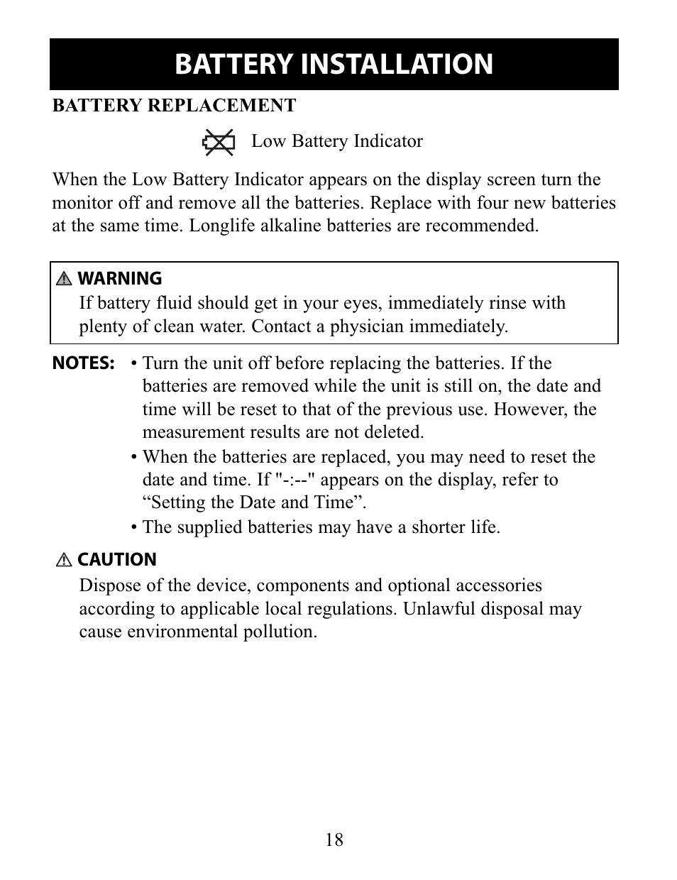 Battery installation | Omron Healthcare 10 SERIES PLUS BP791IT User Manual | Page 18 / 60