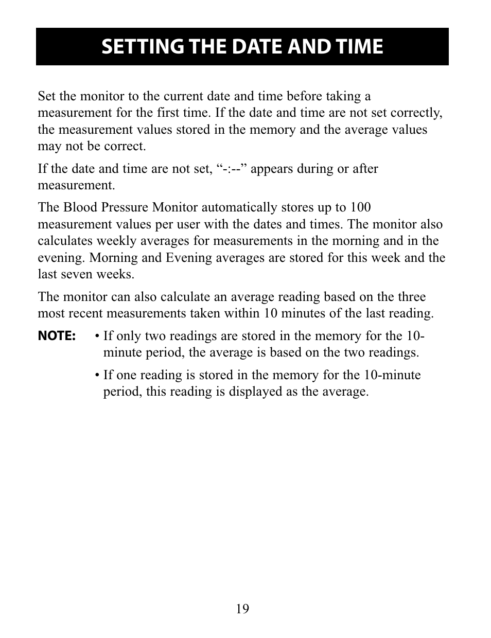 Setting the date and time | Omron Healthcare 10 SERIES PLUS BP791IT User Manual | Page 19 / 60