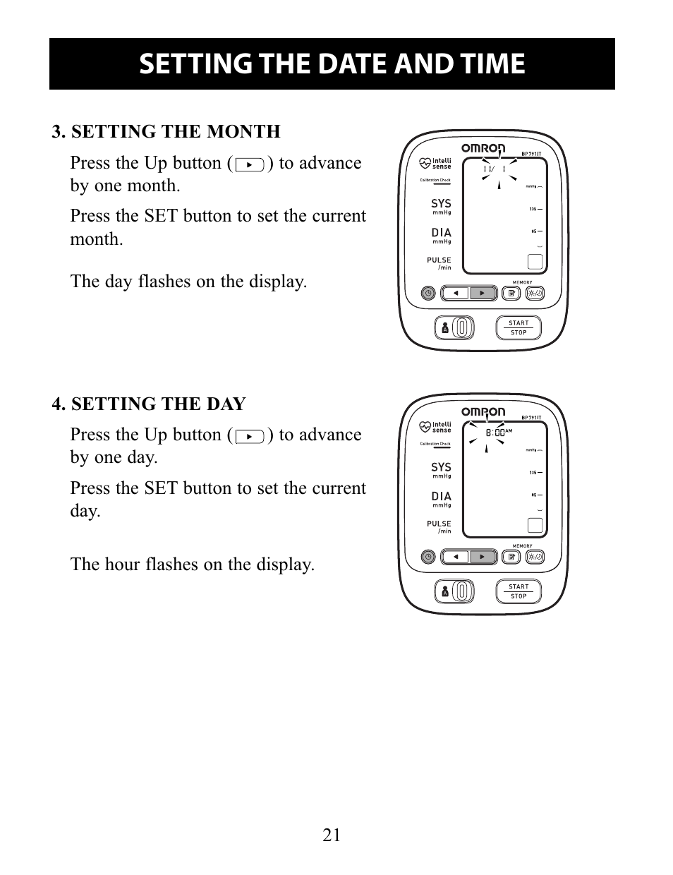 Setting the date and time | Omron Healthcare 10 SERIES PLUS BP791IT User Manual | Page 21 / 60