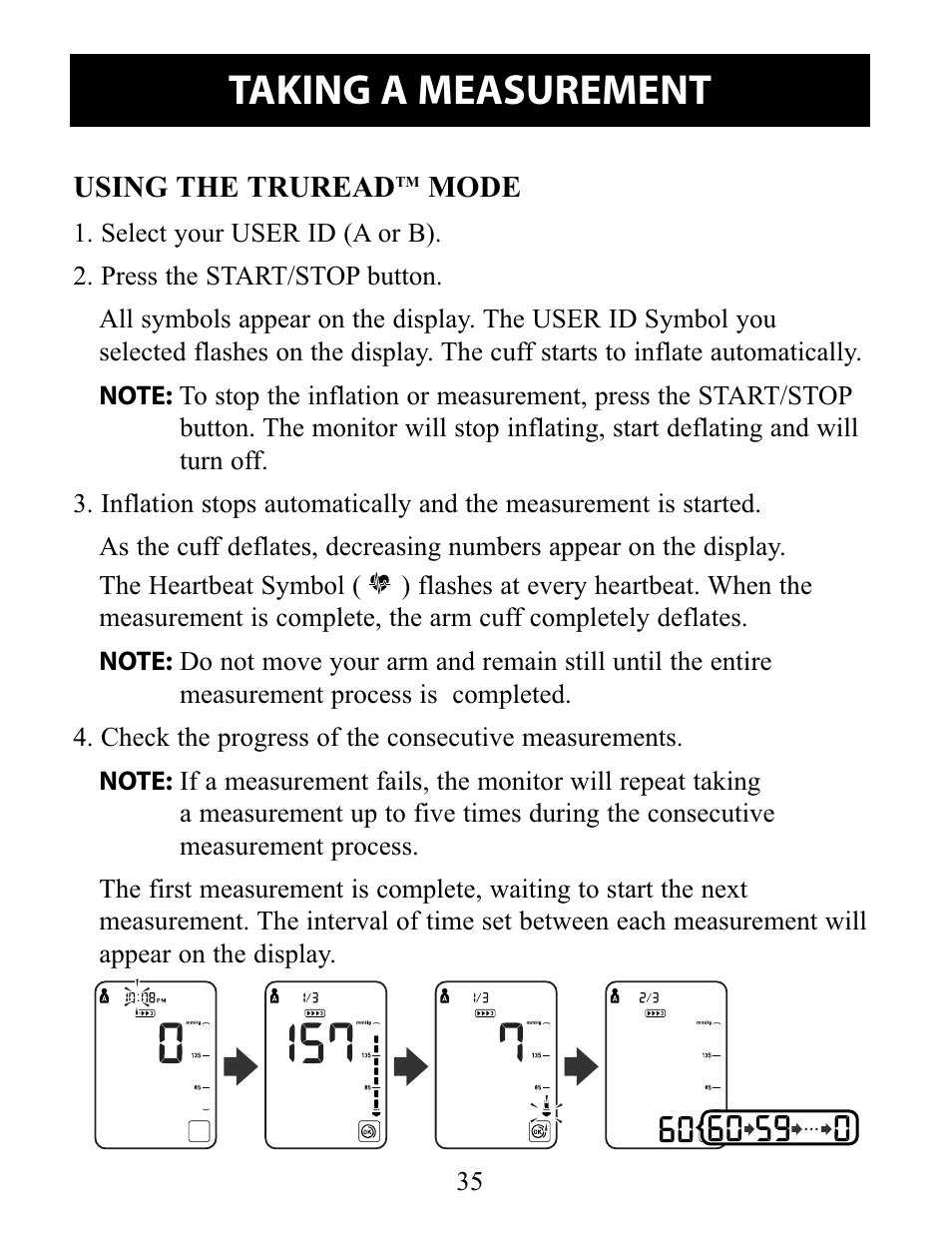 Using the truread mode, Using the truread, Mode | Taking a measurement | Omron Healthcare 10 SERIES PLUS BP791IT User Manual | Page 35 / 60
