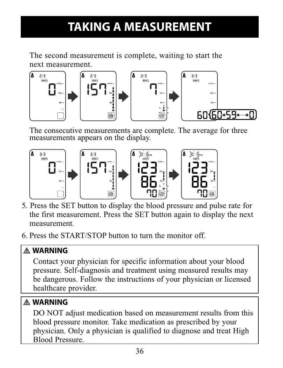 Taking a measurement | Omron Healthcare 10 SERIES PLUS BP791IT User Manual | Page 36 / 60