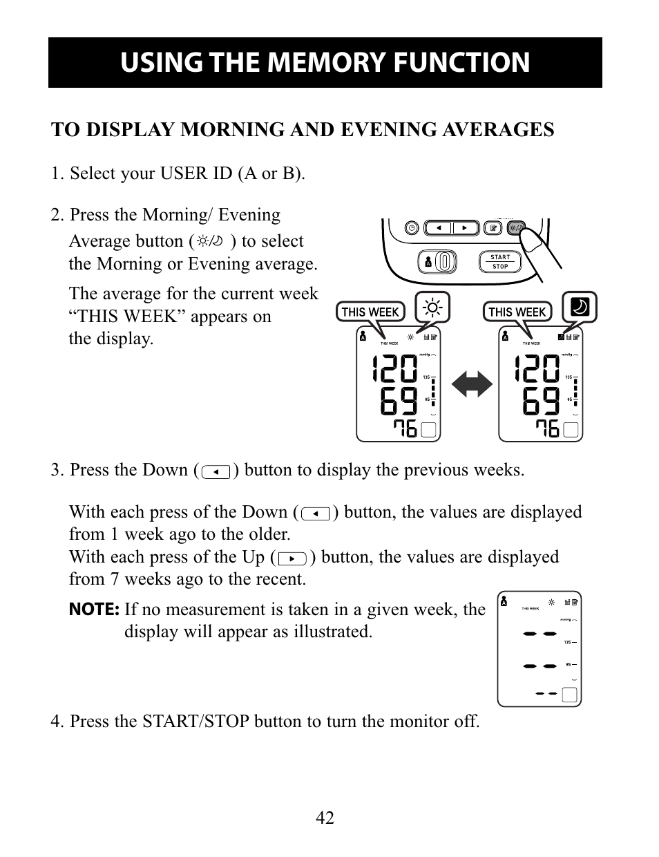 To display morning and evening averages | Omron Healthcare 10 SERIES PLUS BP791IT User Manual | Page 42 / 60
