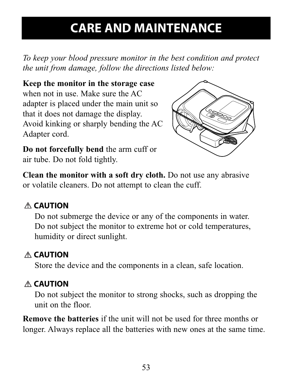 Care and maintenance | Omron Healthcare 10 SERIES PLUS BP791IT User Manual | Page 53 / 60