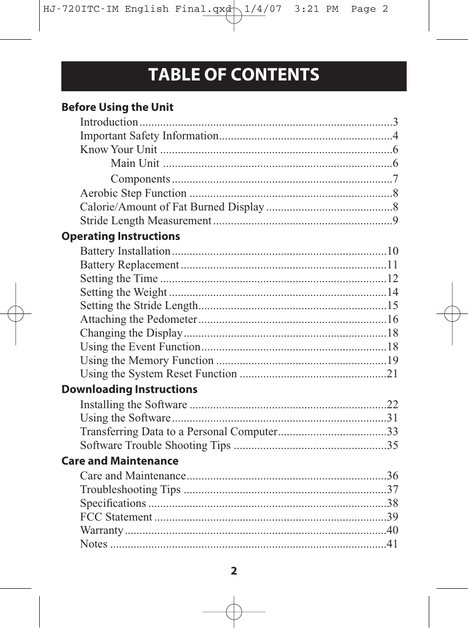 Omron Healthcare HJ-720ITC User Manual | Page 2 / 42