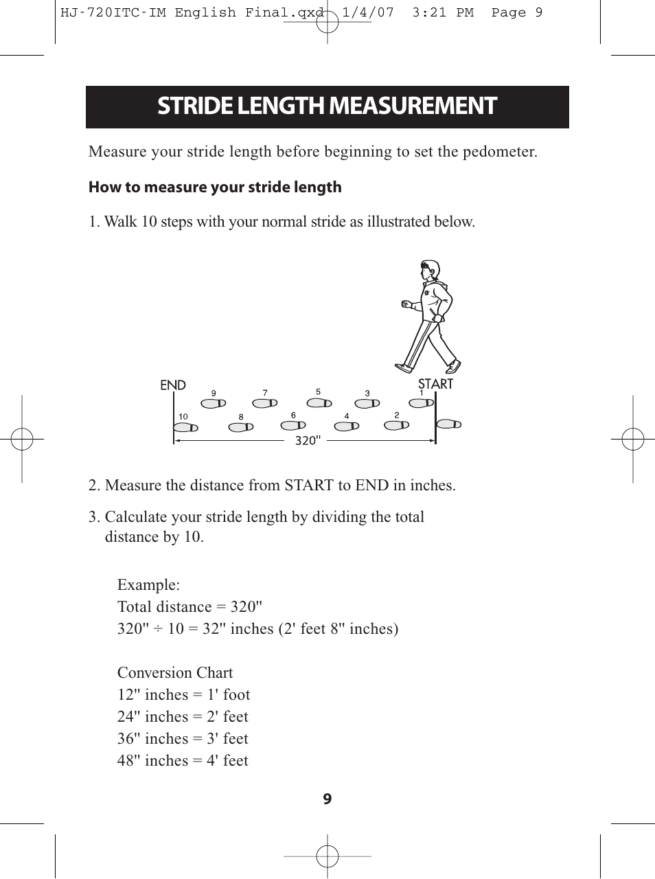 Stride length measurement | Omron Healthcare HJ-720ITC User Manual | Page 9 / 42