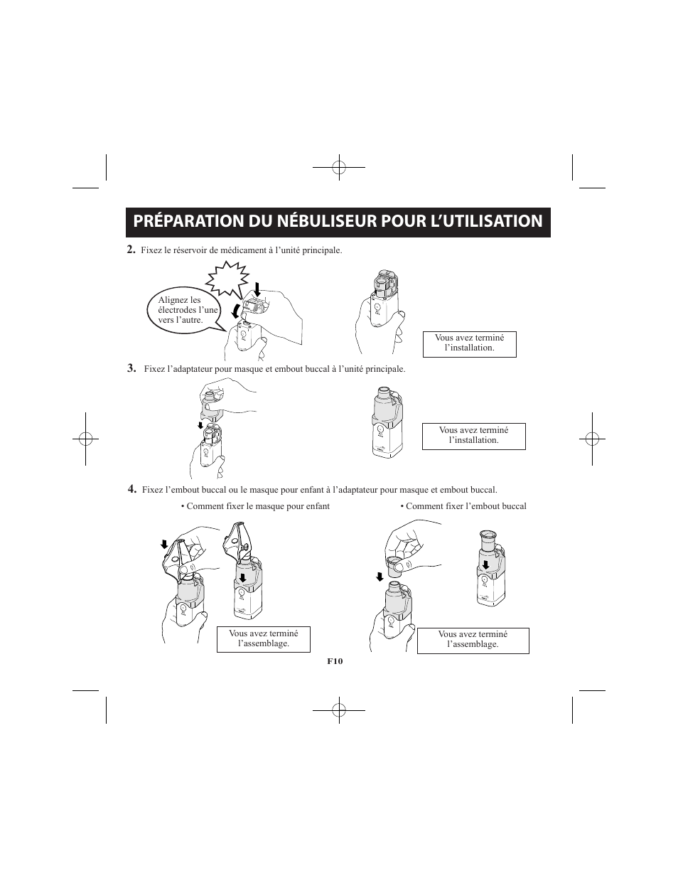 Préparation du nébuliseur pour l’utilisation | Omron Healthcare VIBRATING MESH NEBULIZER NE-U22V User Manual | Page 36 / 78