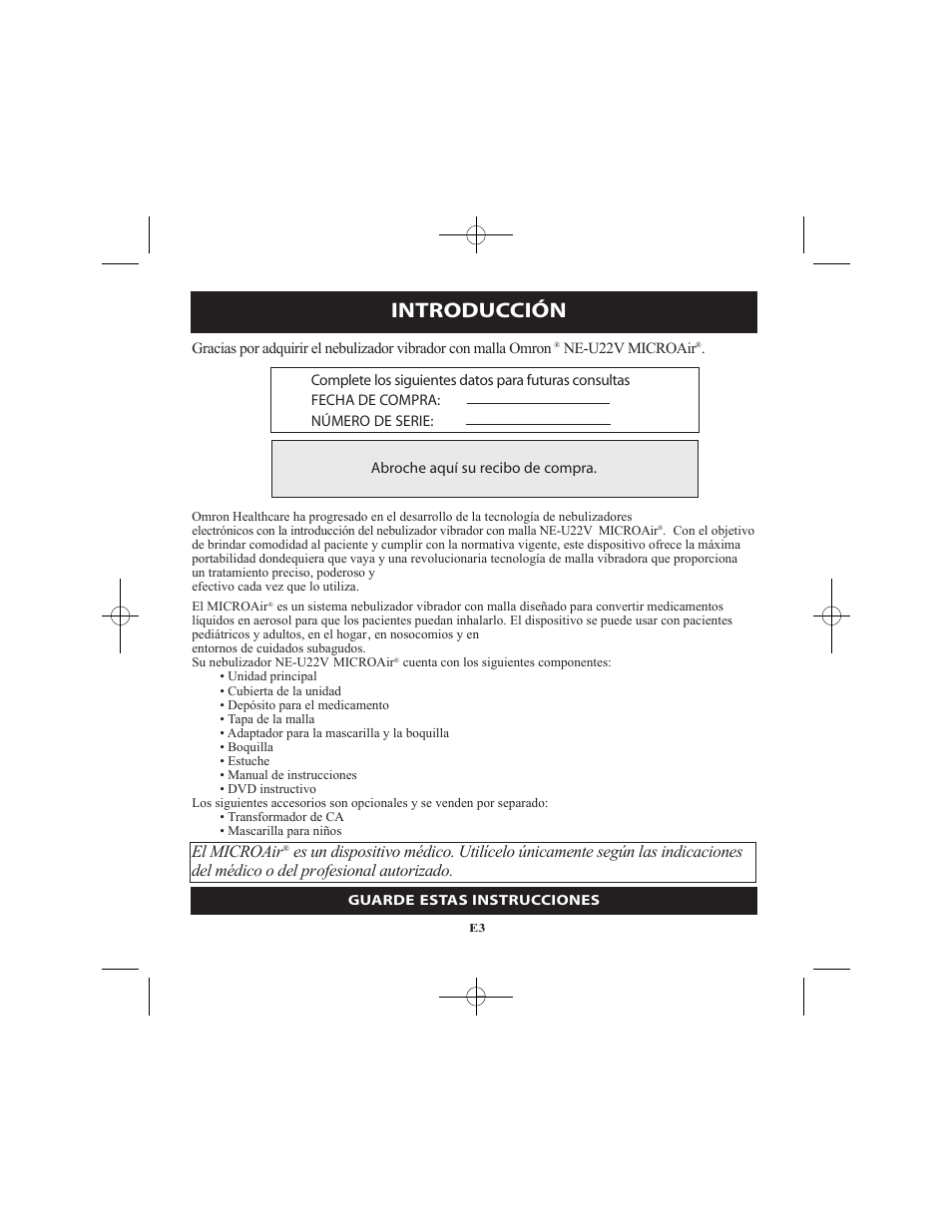 Introducción, El microair | Omron Healthcare VIBRATING MESH NEBULIZER NE-U22V User Manual | Page 55 / 78