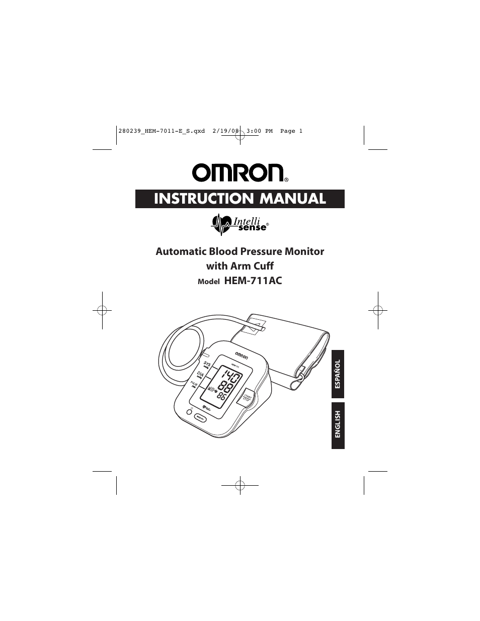 Omron Healthcare INTELLI SENSE HEM-711AC User Manual | 38 pages