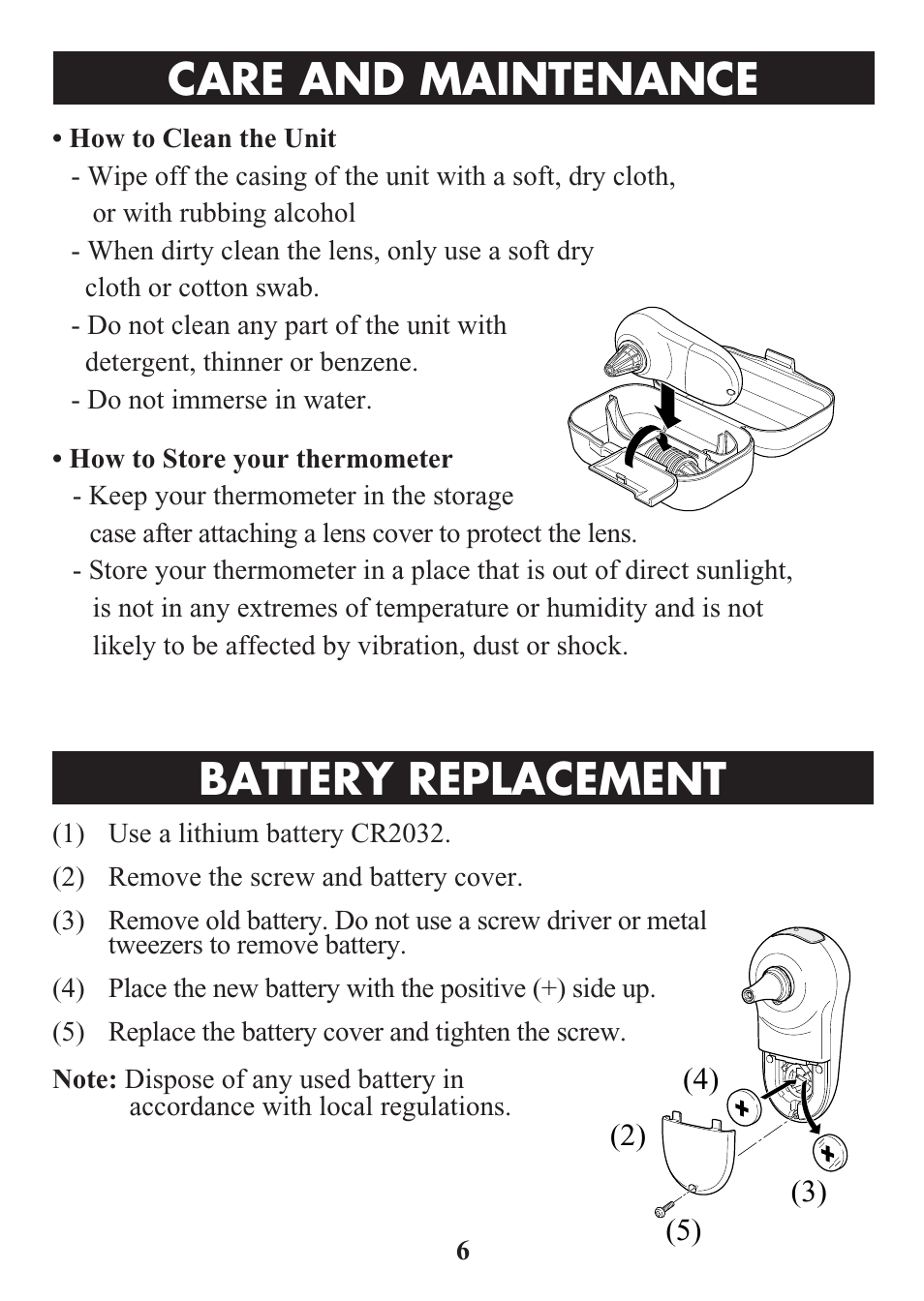 Title, Battery replacement, Care and maintenance | Omron Healthcare MC-514 User Manual | Page 6 / 32