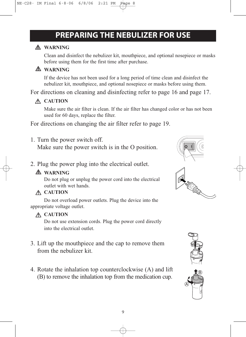 Preparing the nebulizer for use | Omron Healthcare COMPAIR NE-C28 User Manual | Page 9 / 112