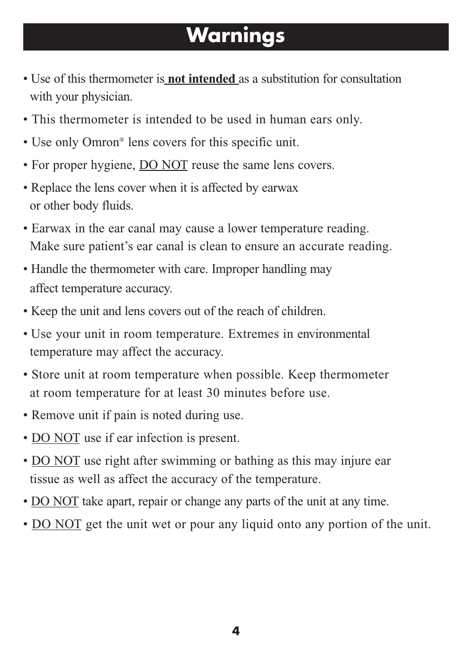 Warnings | Omron Healthcare MC-509N User Manual | Page 4 / 24