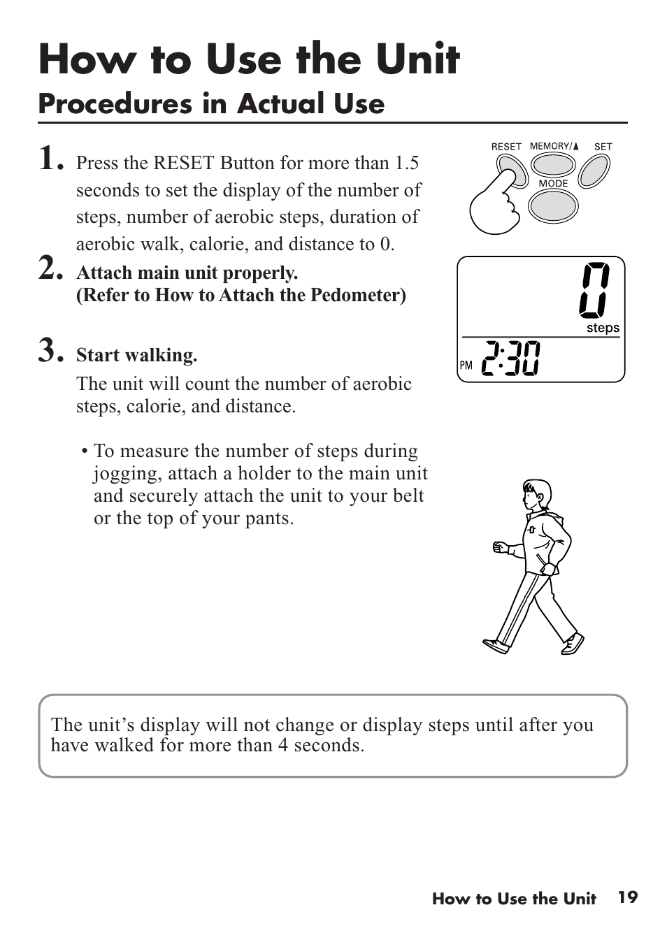 How to use the unit | Omron Healthcare HJ-112 User Manual | Page 19 / 28