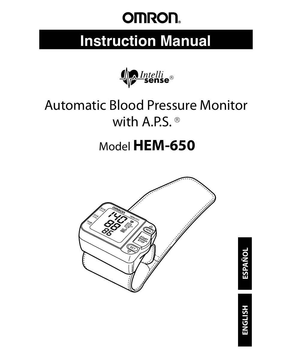 Omron Healthcare INTELLISENSE HEM-650 User Manual | 21 pages