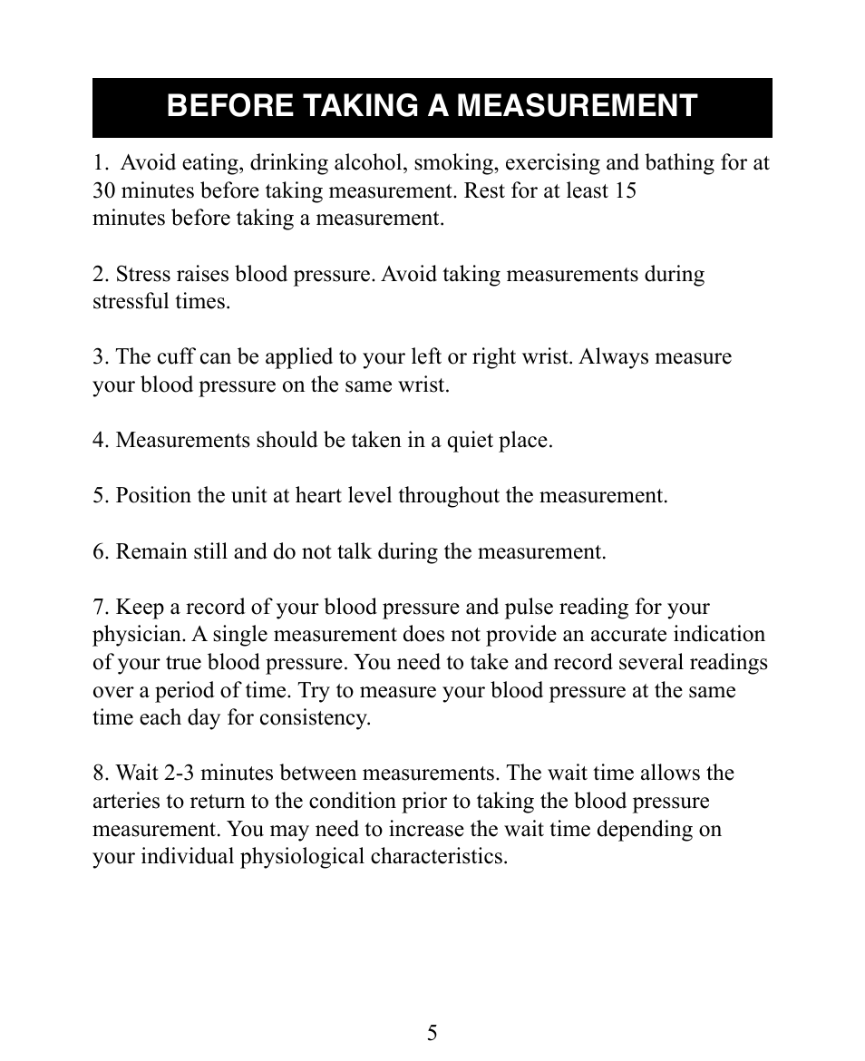 Before taking a measurement | Omron Healthcare INTELLISENSE HEM-650 User Manual | Page 5 / 21