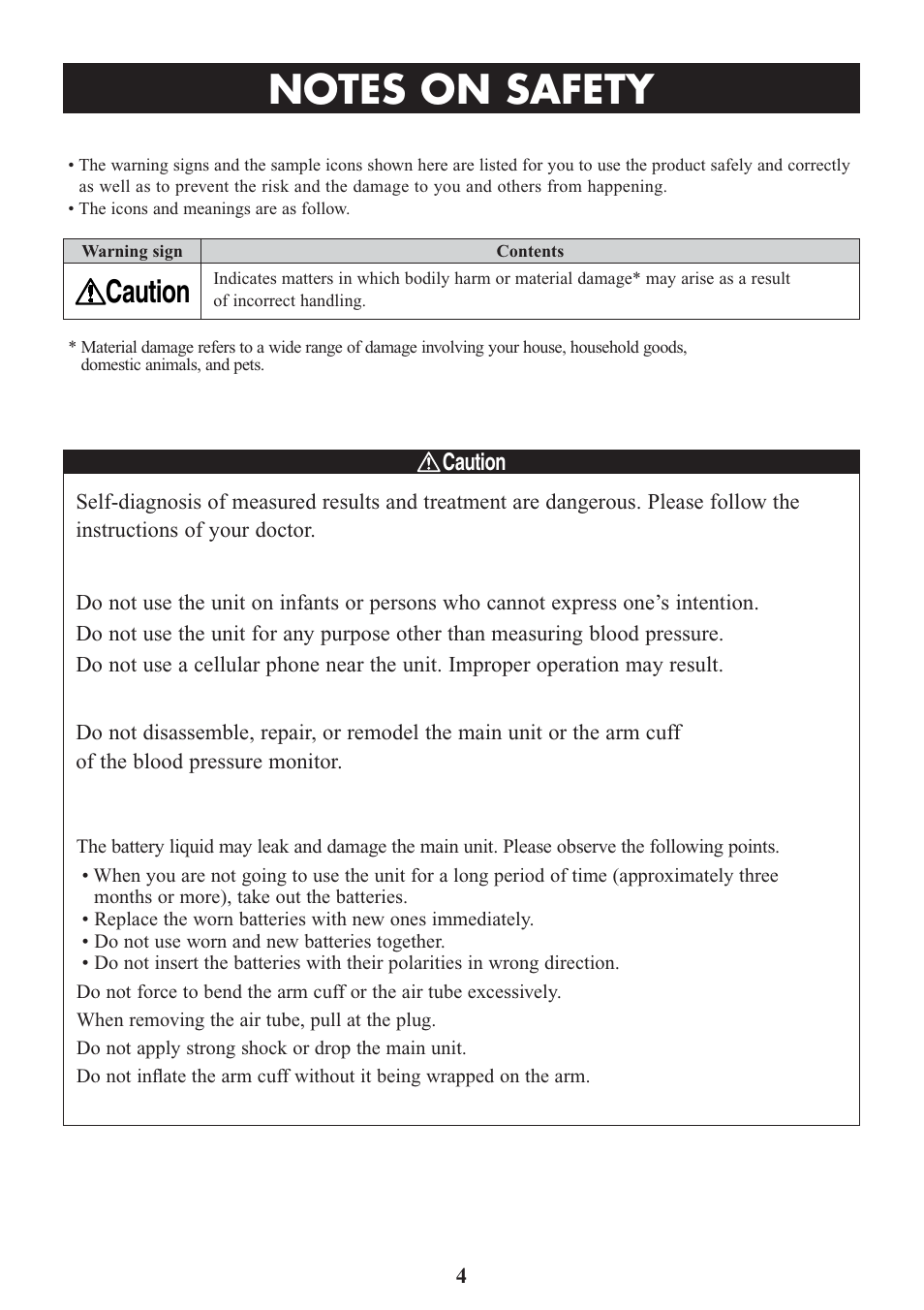 Caution | Omron Healthcare HEM-773AC User Manual | Page 4 / 20