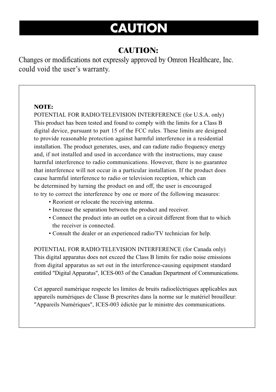 Title caution | Omron Healthcare OMRON HEM-705CP User Manual | Page 23 / 28