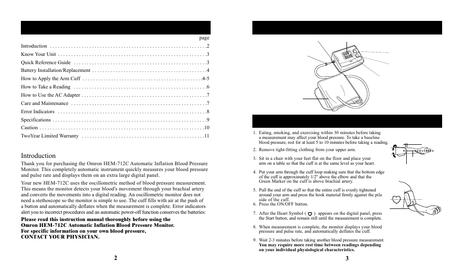 Omron Healthcare HEM-712C User Manual | Page 2 / 6