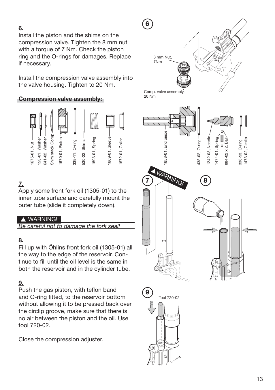 Wa rning | Ohlins FG 470 User Manual | Page 13 / 24