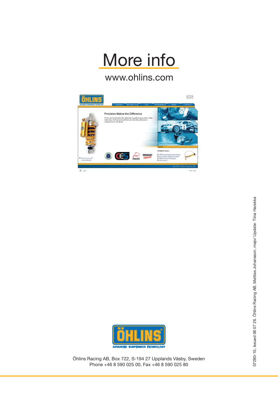 More info | Ohlins FG 470 User Manual | Page 24 / 24