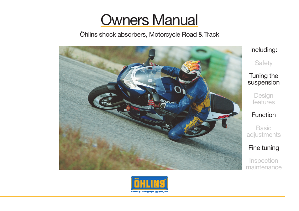 Ohlins SHOCK ABSORBERS MOTORCYCLE ROAD & TRACK User Manual | 12 pages