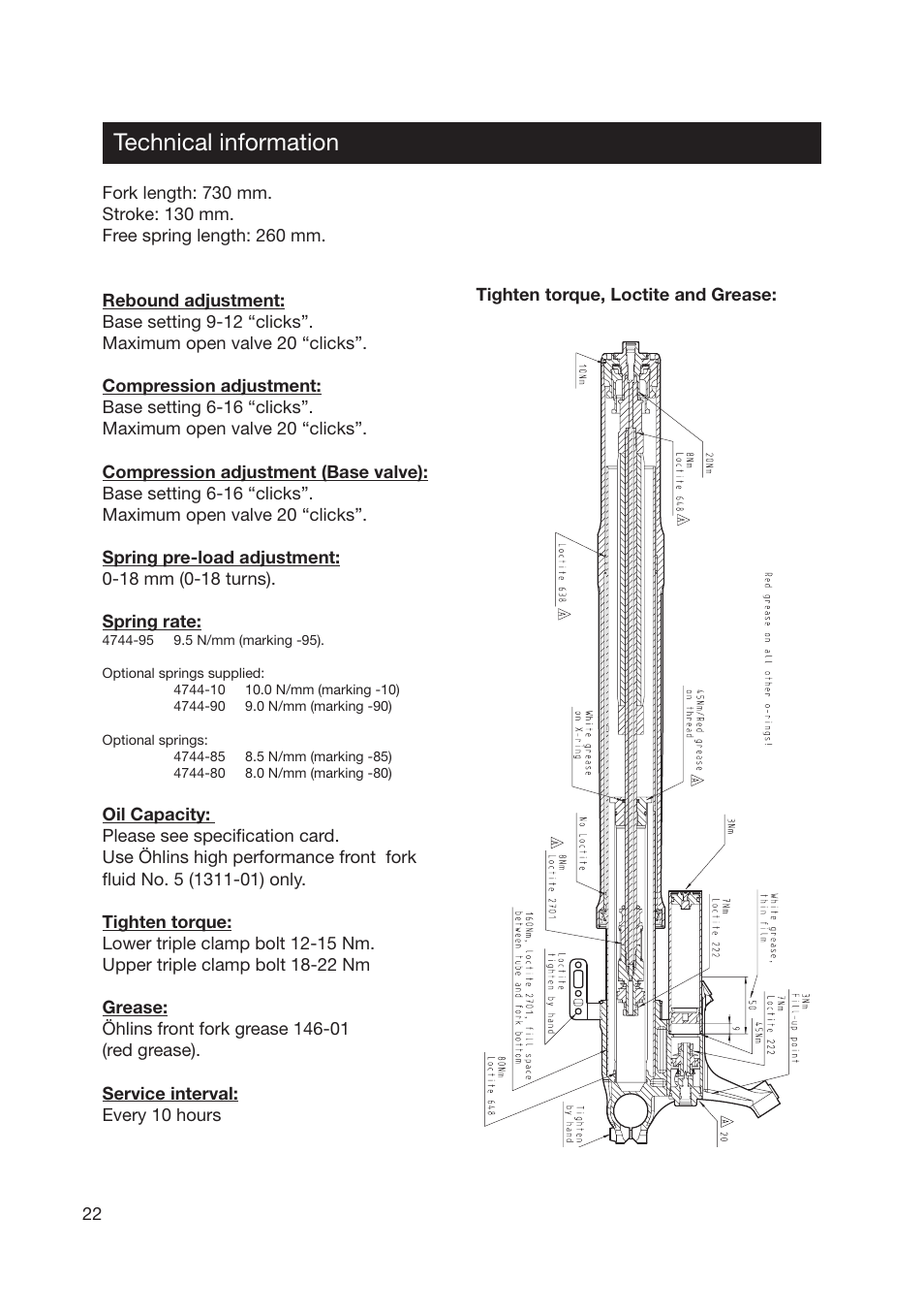 Technical information | Ohlins FG 670 User Manual | Page 22 / 28