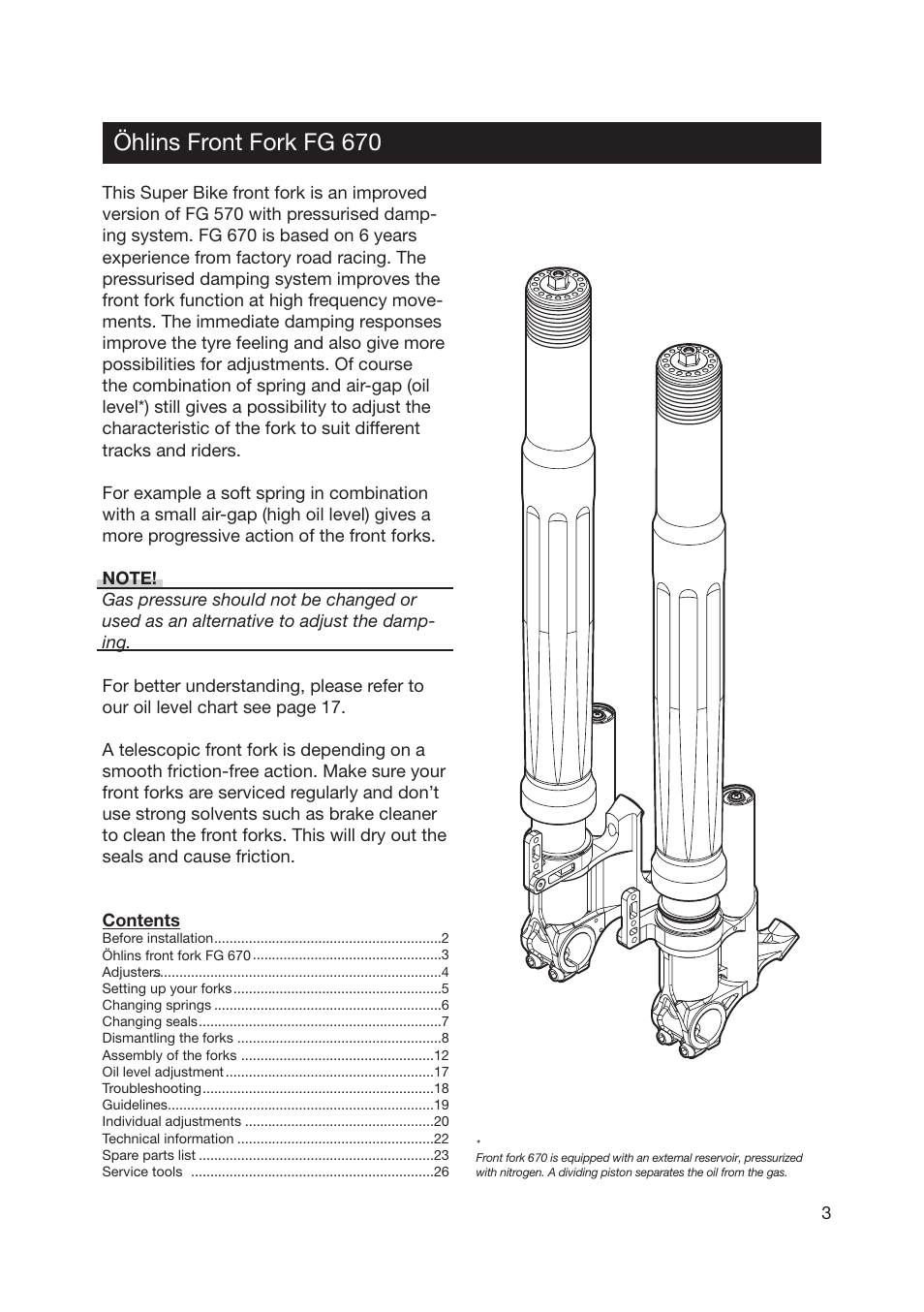 Öhlins front fork fg 670 | Ohlins FG 670 User Manual | Page 3 / 28