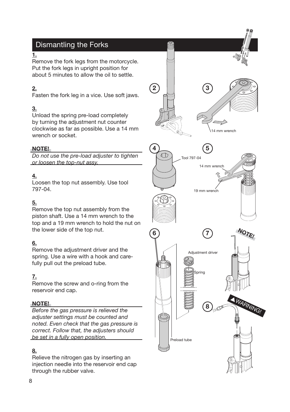 Dismantling the forks | Ohlins FG 670 User Manual | Page 8 / 28