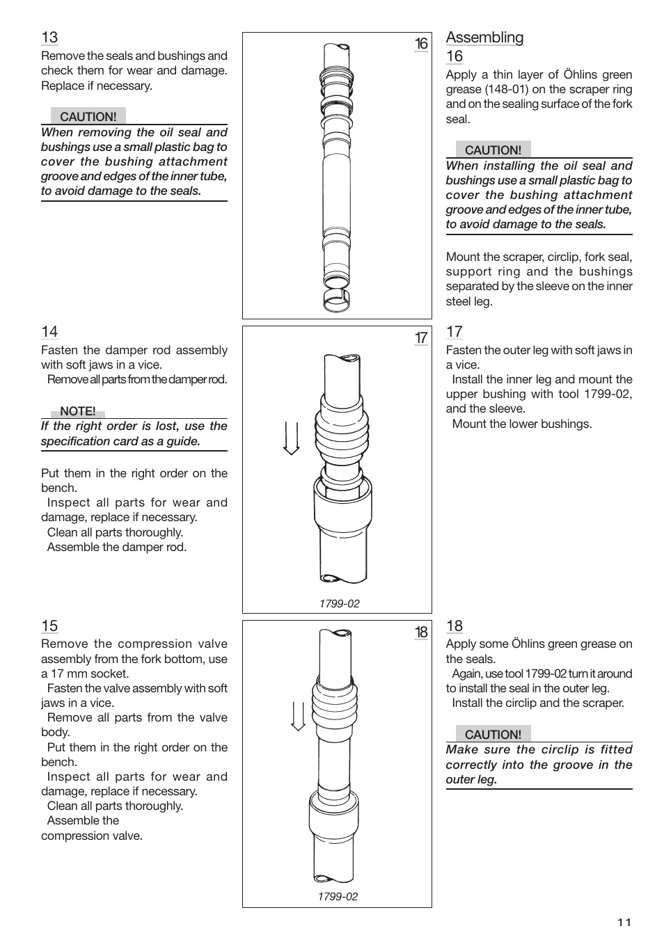 Assembling 16 | Ohlins FG 012 User Manual | Page 11 / 16