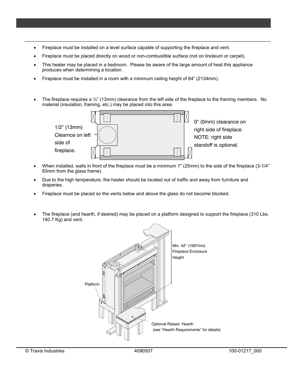 Installation, Fireplace placement requirements | Omni Group GREEN SMART 864 User Manual | Page 11 / 72
