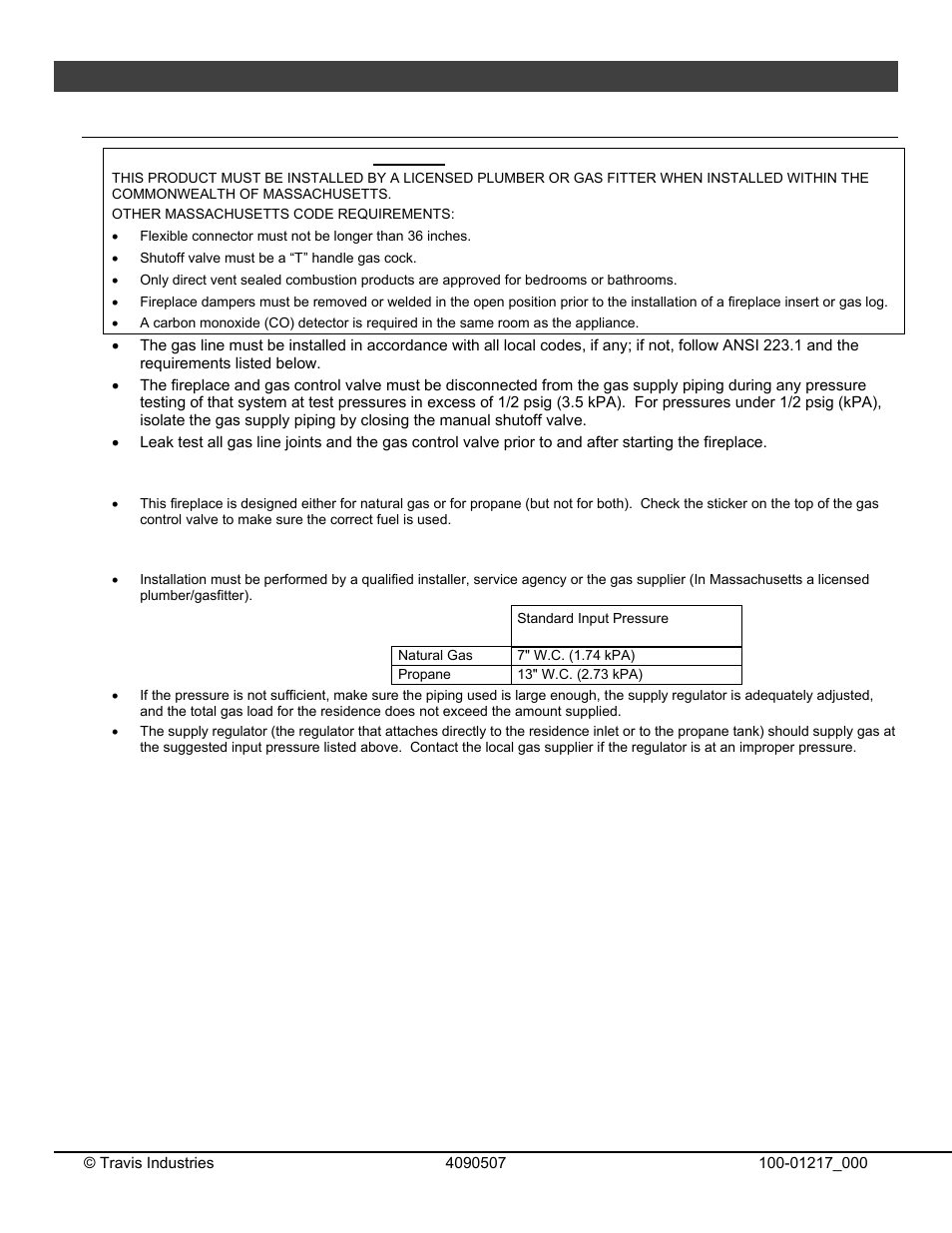 14 installation, Gas line requirements | Omni Group GREEN SMART 864 User Manual | Page 14 / 72