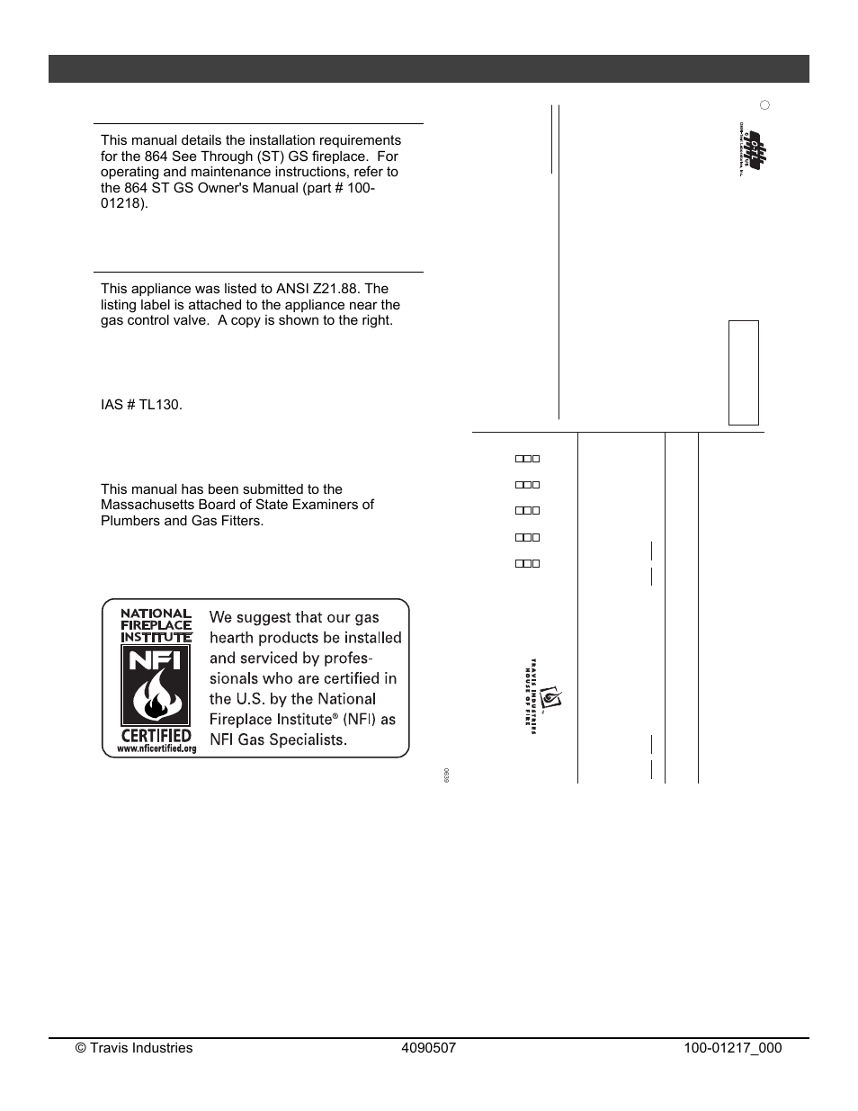 2 introduction, Caution, Overview | Listing details, Ias (icbo) approval, Massachusetts approval, National fireplace institute, Ias # tl130 | Omni Group GREEN SMART 864 User Manual | Page 2 / 72