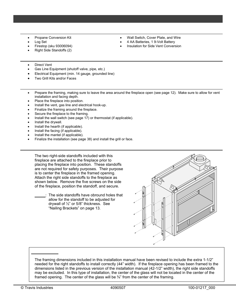 Installation, Packing list, Additional items required | Recommended installation procedure, Side standoff installation | Omni Group GREEN SMART 864 User Manual | Page 7 / 72