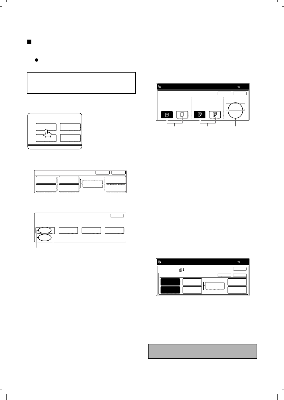 Procedure for inserting front and back cover paper, Touch the [paper tray settings] key, Select the tray used for the front cover paper | Press the [start] key | Olivetti 4501 User Manual | Page 114 / 188