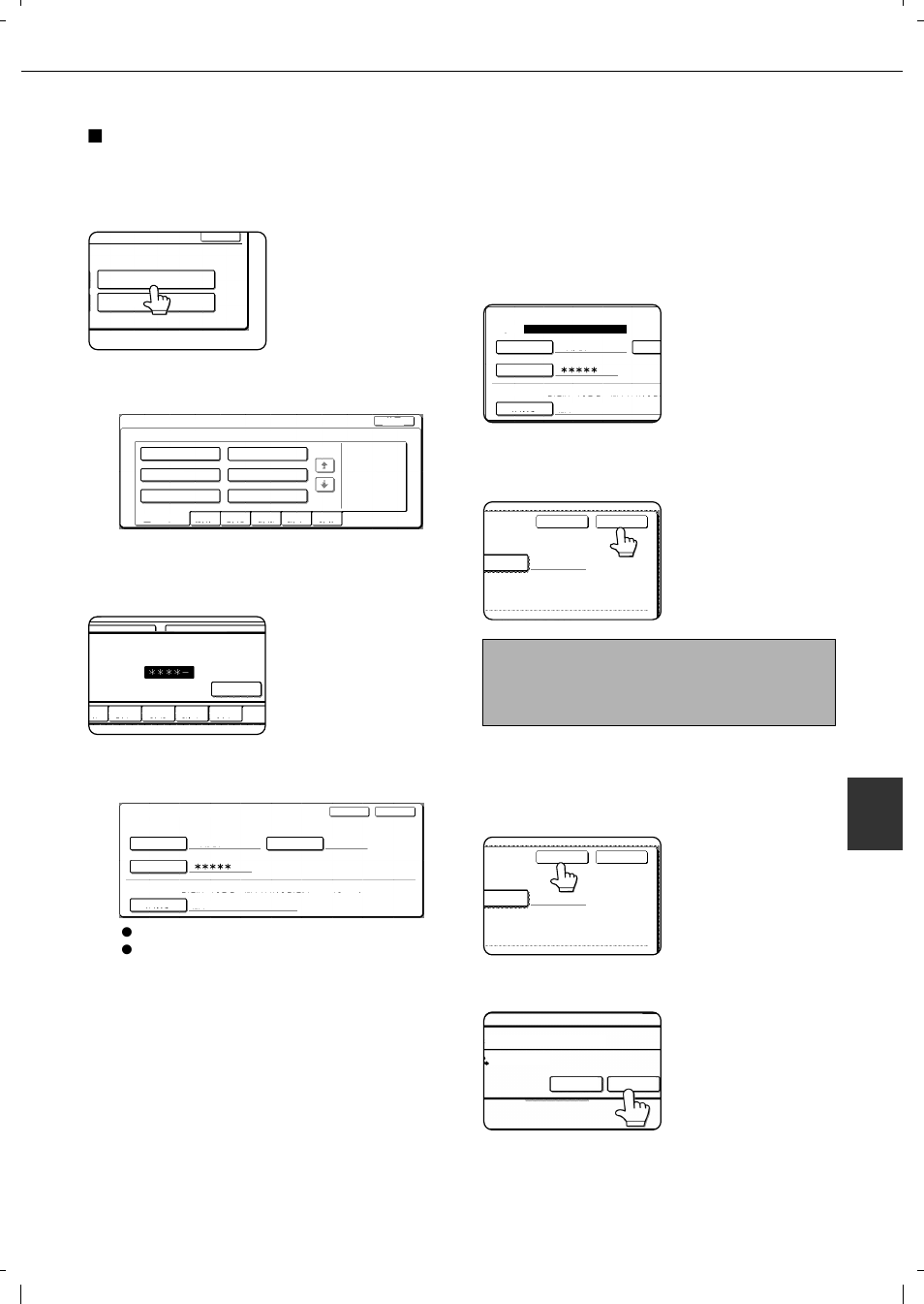 Editing and deleting a user name, Touch the [amend/delete user name] key, Enter the 5-digit password with the numeric keys | Editing, Deleting, Touch the [delete] key, Touch the [yes] key | Olivetti 4501 User Manual | Page 173 / 188