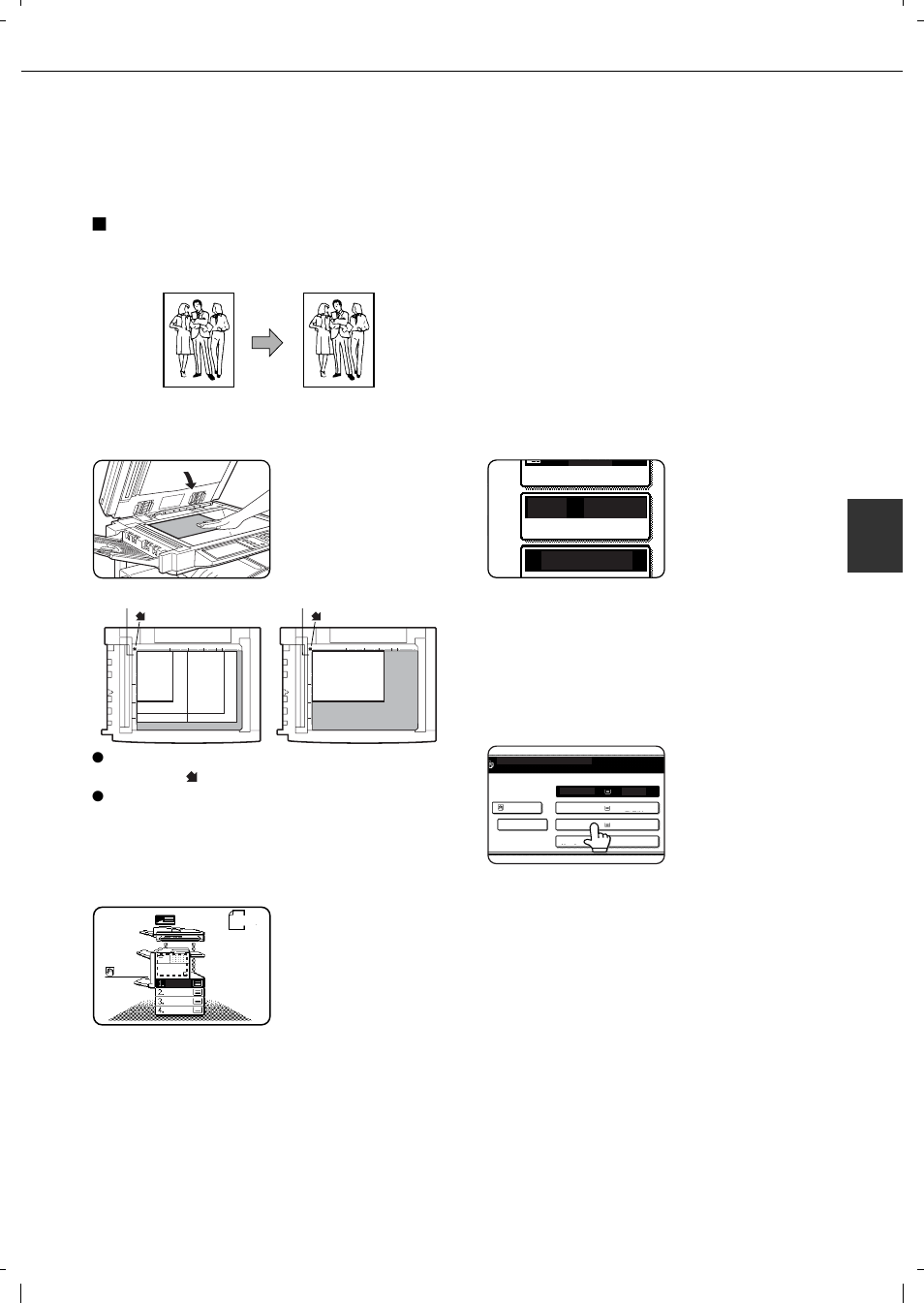 Copying from the document glass, Sided copies of 1-sided originals, Auto | Auto 100% a4 paper select copy ratio exposure | Olivetti 4501 User Manual | Page 93 / 188