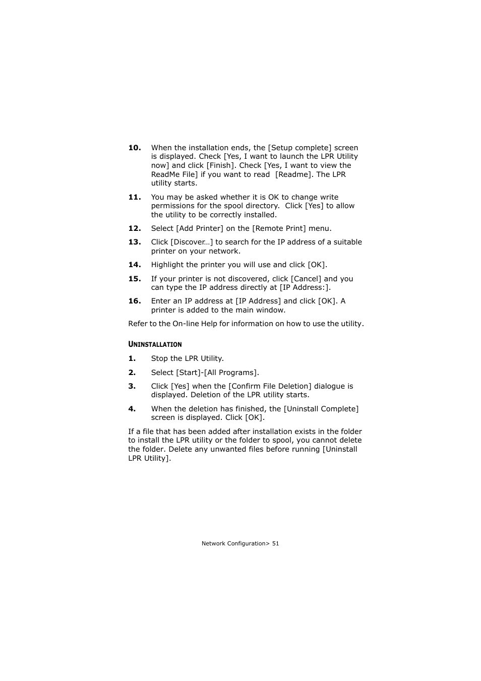 Uninstallation | Olivetti P26W User Manual | Page 51 / 95