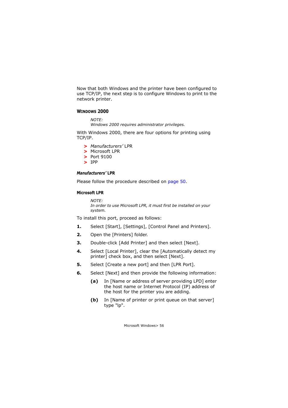 Windows 2000 | Olivetti P26W User Manual | Page 56 / 95