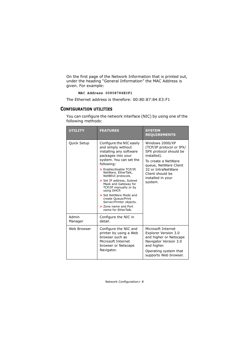Configuration utilities | Olivetti P26W User Manual | Page 8 / 95