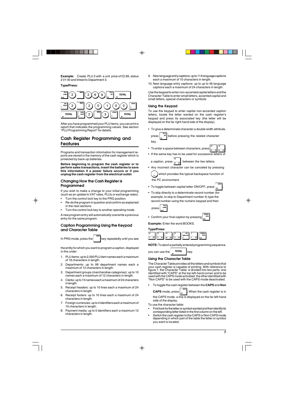 Cash register programming and features | Olivetti ECR 6900 User Manual | Page 15 / 50