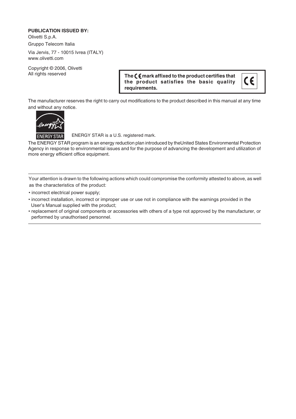 Olivetti D-COPIA 150D User Manual | Page 2 / 81