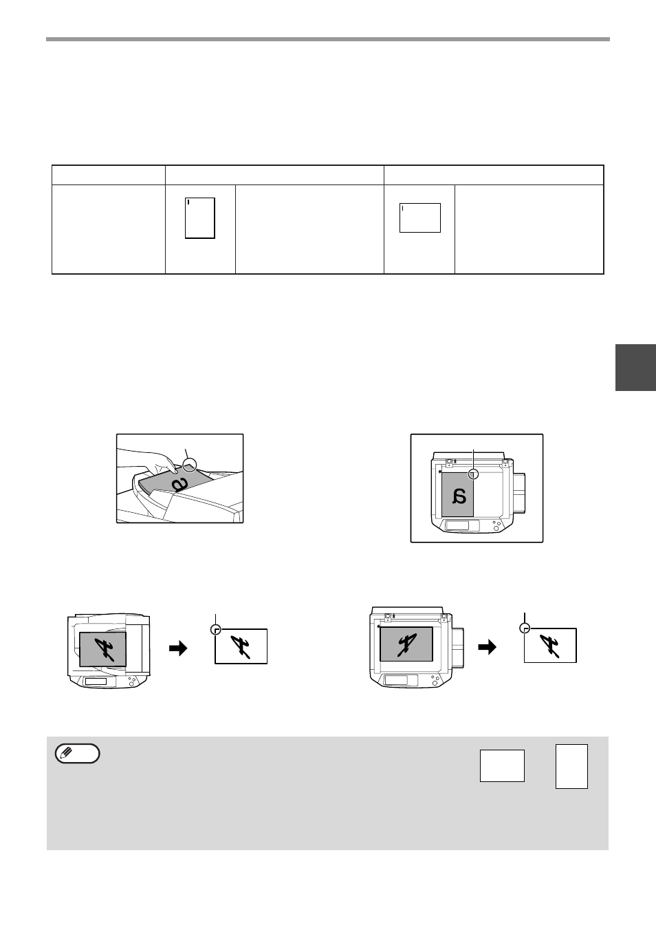 Orientation of the original and stapling positions, Using the rspf, Using the document glass | Olivetti 2701 User Manual | Page 39 / 107