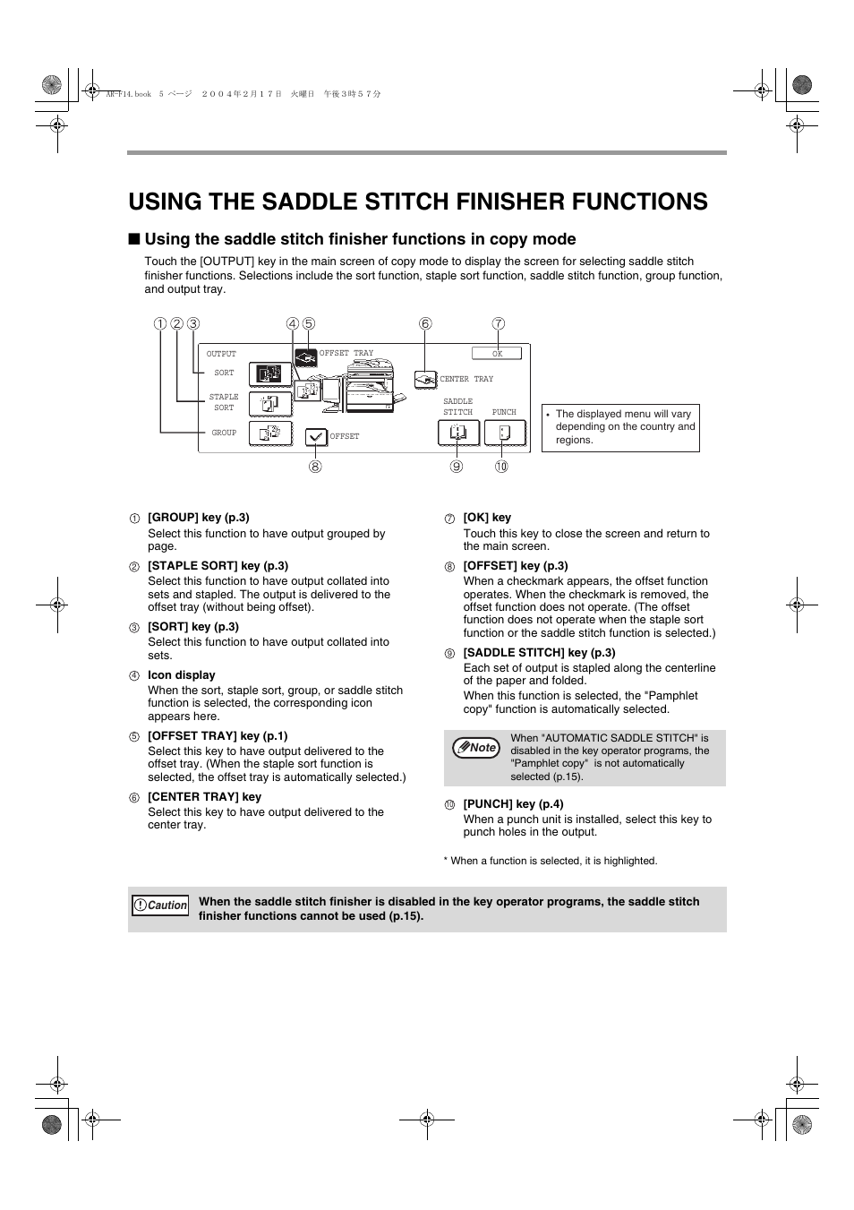 Using the saddle stitch finisher functions | Olivetti 2701 User Manual | Page 88 / 107