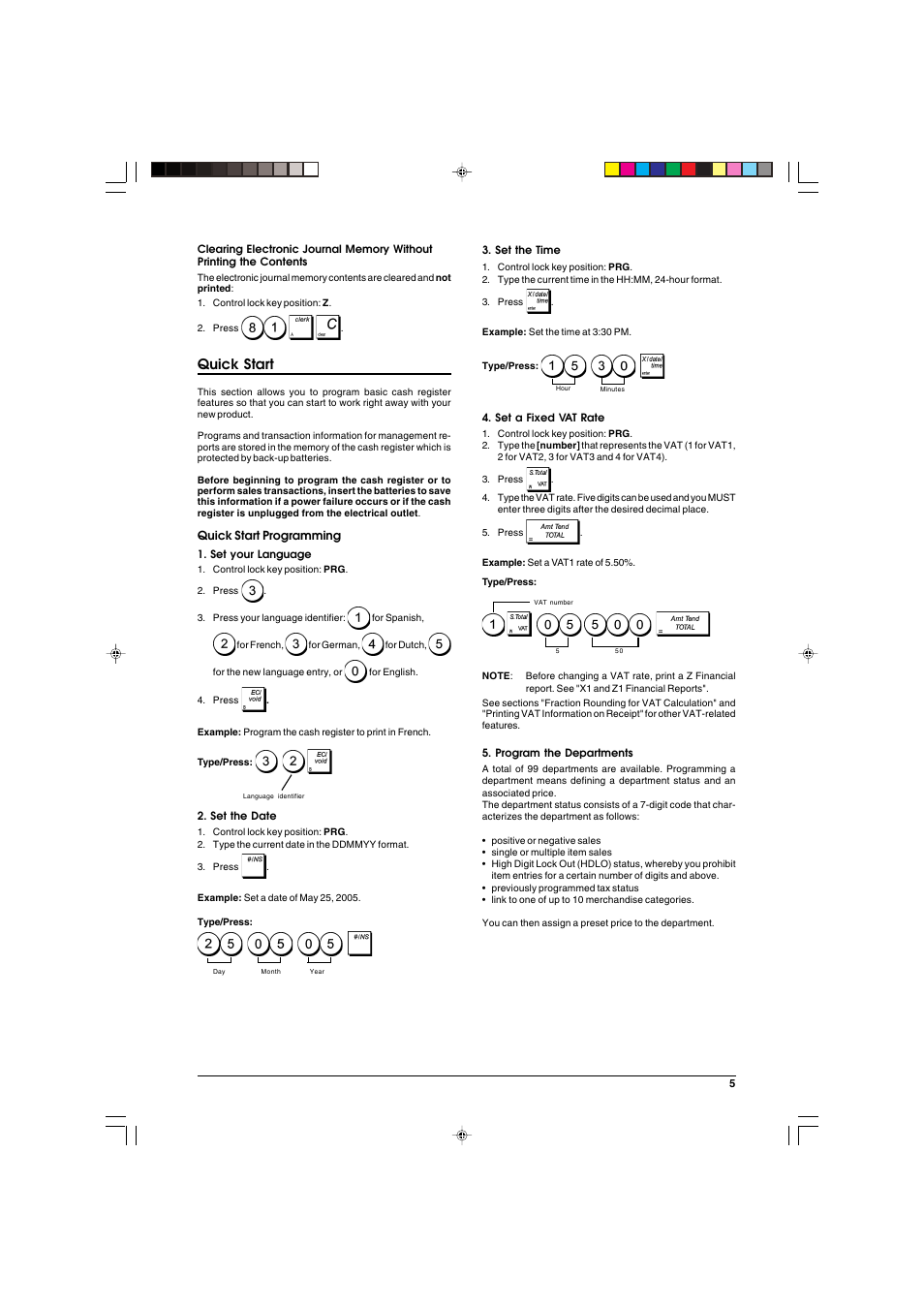 Quick start | Olivetti ECR 5900 User Manual | Page 13 / 45