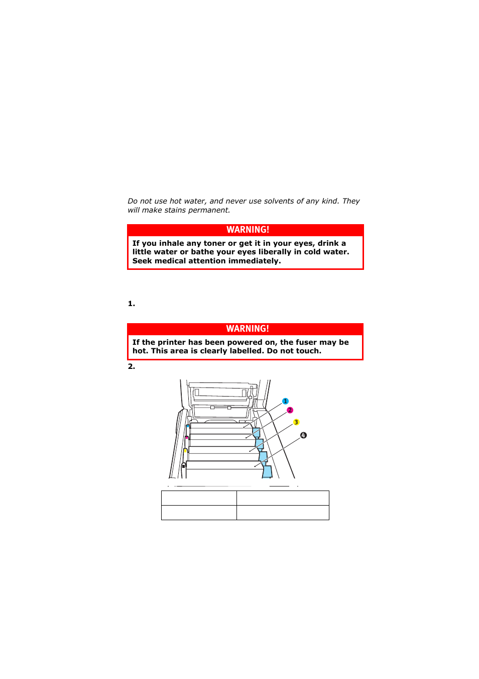 Warning | Olivetti D-COLOR P26 User Manual | Page 135 / 174