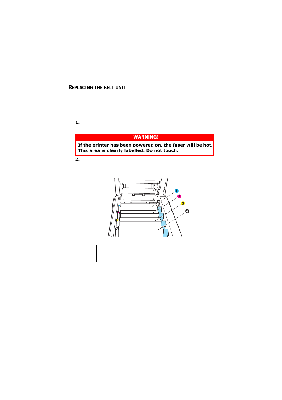 Replacing the belt unit, Warning | Olivetti D-COLOR P26 User Manual | Page 143 / 174