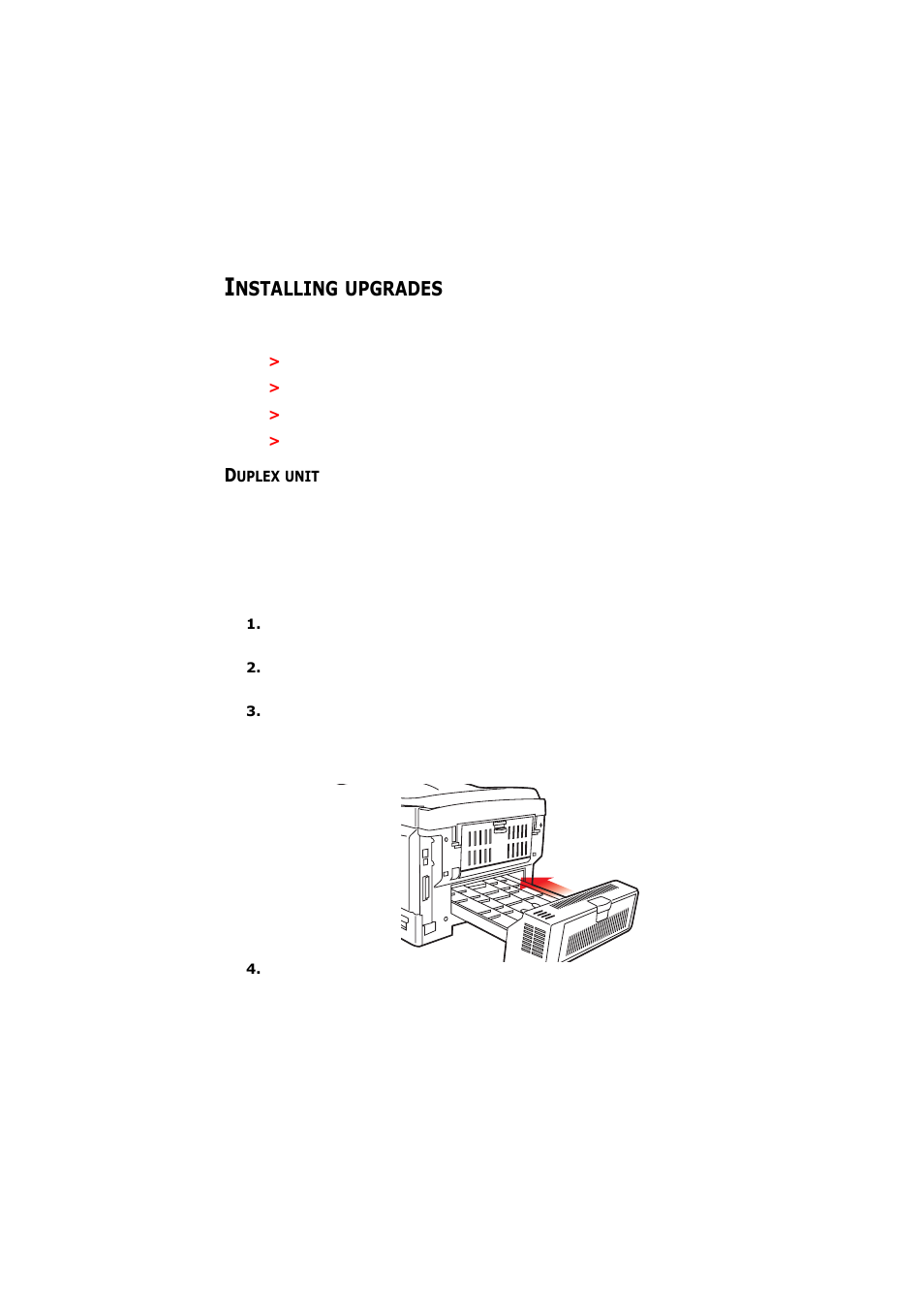 Installing upgrades, Duplex unit, Nstalling | Upgrades | Olivetti D-COLOR P26 User Manual | Page 149 / 174