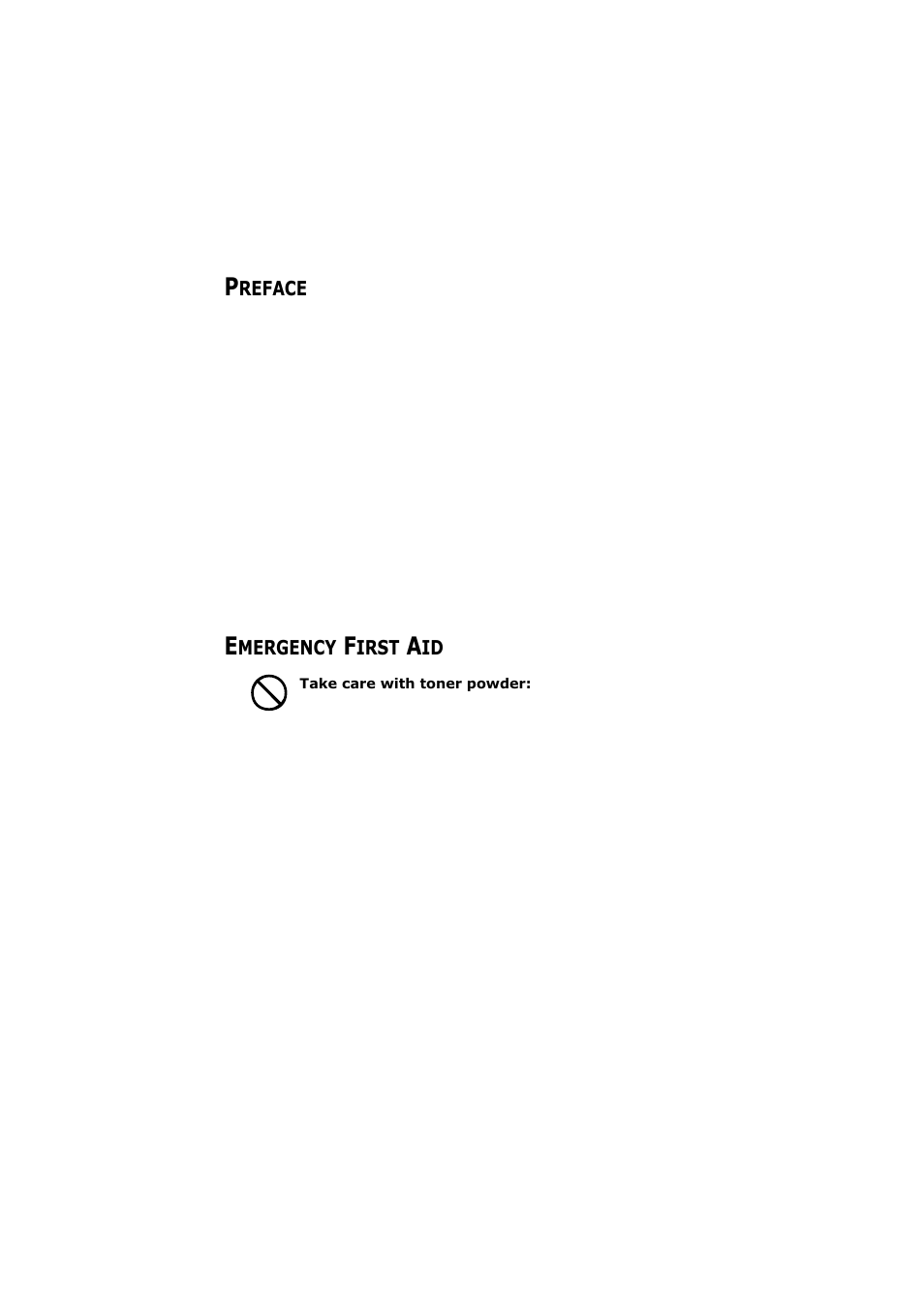 Preface, Emergency first aid, Reface | Mergency, Irst | Olivetti D-COLOR P26 User Manual | Page 3 / 174