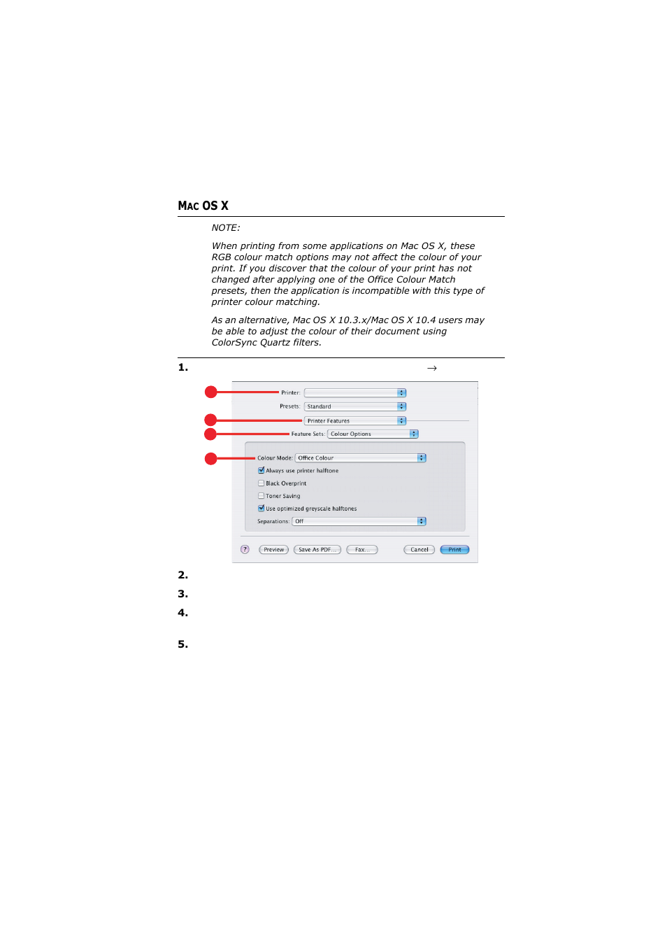 Mac os x | Olivetti D-COLOR P26 User Manual | Page 48 / 174